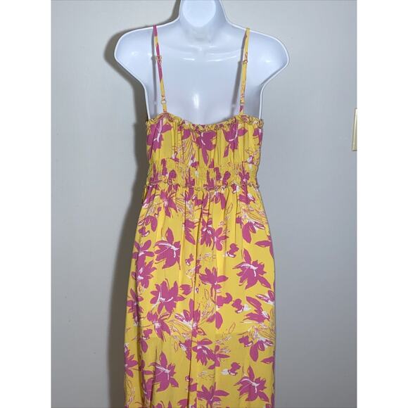 Jessica Simpson Maxi Dress Pink Yellow Floral Print, Sz Medium Summmer Party - Picture 6 of 12
